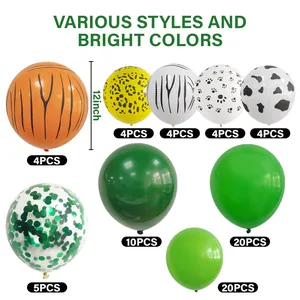 Set de globos de selva de 12 pulgadas con estampados animales y látex verde para fiestas
