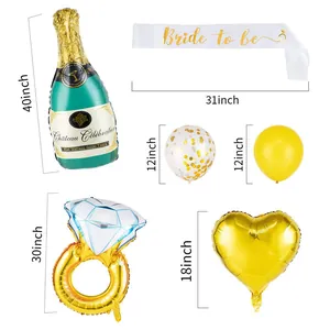 Set decorazione addio al nubilato con palloncini anello champagne e cuore d'oro