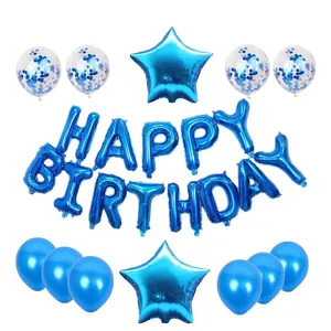 Kit de Ballons Happy Birthday Avec Lettres en Aluminium Ballons Étoile Cœur Paillettes Confettis en Latex pour Décoration de Fête