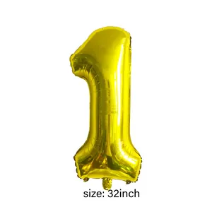 32-inch metallic gold number 1 foil balloon for first birthday party decoration detail