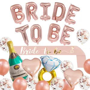 Kit addobbi addio al nubilato oro rosa con palloncini Bride to Be e anello foil