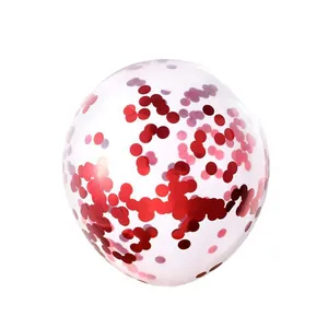 Ballon transparent avec paillettes roses et rouges pour décoration de fête et anniversaire