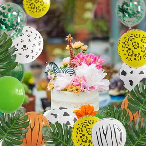 Kit de globos safari animal print con hojas de palma para decoración de fiesta infantil