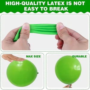 Detalle de globo de látex verde duradero de alta calidad con elasticidad anti-explosión
