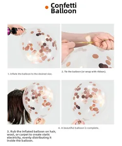 Step-by-step guide for inflating rose gold sequin balloons with pump and ribbon tools