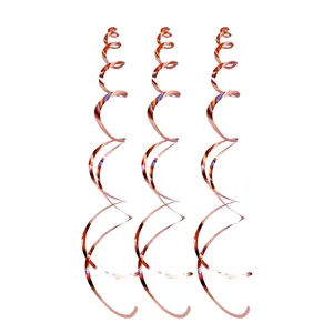 Three-piece rose gold spiral ceiling streamers for bridal shower party backdrop decorations