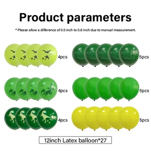 Détail de 27 ballons en latex de 12 pouces avec diverses silhouettes de dinosaures pour fêtes