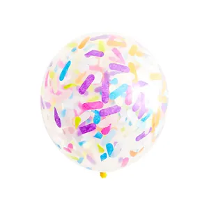 Clear latex balloon filled with vibrant colorful confetti for birthday party decoration