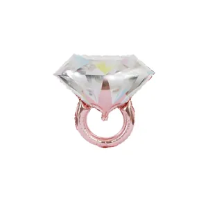 Rose gold diamond ring shaped foil balloon with iridescent finish for wedding party decor