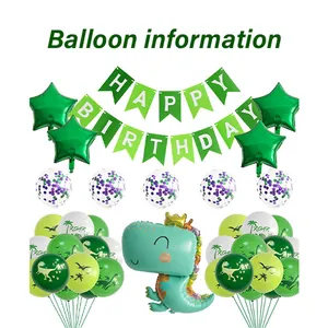 Dinosaur birthday party decoration kit with foil balloons, banners and latex balloons