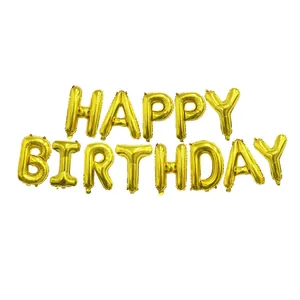 Lot de ballons Happy Birthday en aluminium doré pour décoration de fête thème jungle et safari