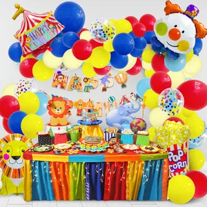 Circus Theme Birthday Party Decoration Kit With Animal Clown Foil Balloons Multicolor Latex Balloons And Happy Birthday Banner