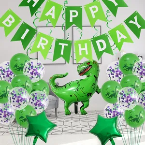 Σετ γενεθλίων δεινόσαυρος με μπαλόνι T-Rex και διακοσμητική γιρλάντα Happy Birthday
