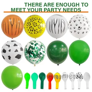 Kit de globos selva con estampados de animales y tonos verdes para decoración de cumpleaños