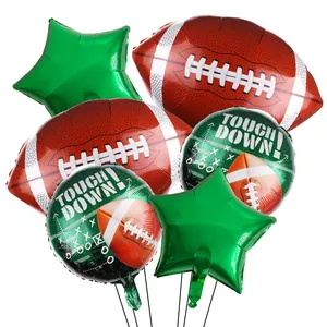 Set de 6 ballons de foot américain en aluminium avec étoiles pour déco de fête