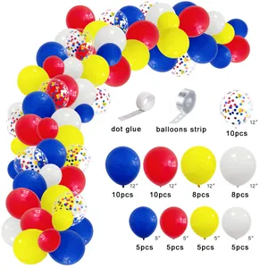Kit de Arco de Globos Coloridos Globos de Látex y Aluminio Multicolor Decoración para Fiesta de Cumpleaños Accesorios de Tira y Puntos de Pegamento