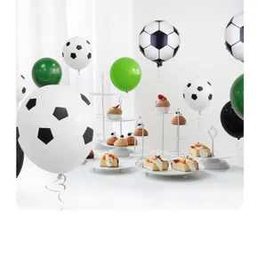 Soccer theme party set with latex balloons and football foil balloons for birthday decor