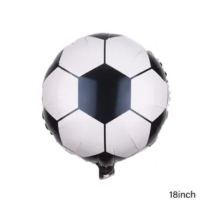 18-inch black and white soccer foil balloon for sports theme party decorations