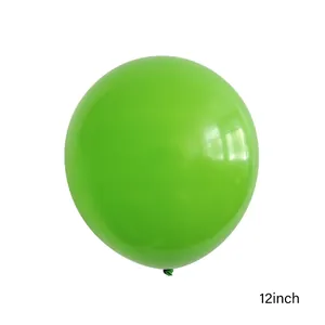 Close-up of a 12-inch vibrant green latex soccer party balloon with glossy finish