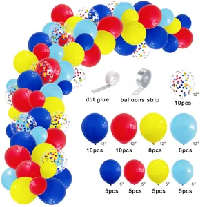 Kit de arco de globos con temática Paw Patrol con globos de látex rojos azules amarillos y confeti