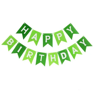 Πράσινο πανό Happy Birthday για διακόσμηση πάρτι με θέμα το δάσος και γιορτές