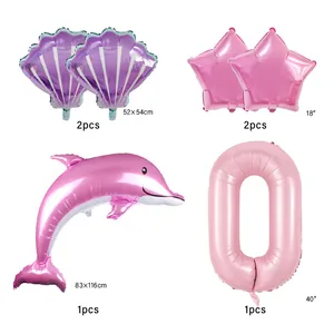 Kit de ballons dauphin et coquillage pour décoration de fête d'anniversaire océan