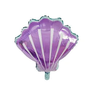 Ballon en aluminium en forme de coquillage violet et sarcelle pour fête océanique