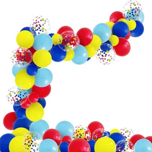 Kit de arco de globos coloridos con globos rojos, azules y amarillos para decoración