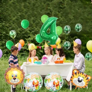 Set palloncini animali della giungla per 4° compleanno con tigre e leone