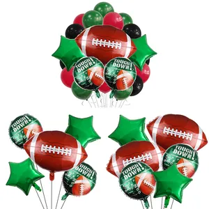 Kit de Ballons en Film d'Aluminium Thème Rugby Décorations de Fête d'Anniversaire Sportive Ballons en Aluminium Rond Étoile