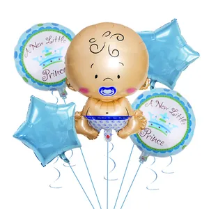 Lot de 5 ballons pour baby shower thème Petit Prince avec forme de bébé mignon