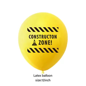 Dettaglio palloncino in lattice giallo da 12 pollici a tema cantiere per feste