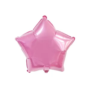 Pink star-shaped foil balloon with metallic finish for birthday party decorations