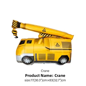 Ballon en aluminium en forme de grue pour fête de chantier, taille 77cm x 83cm