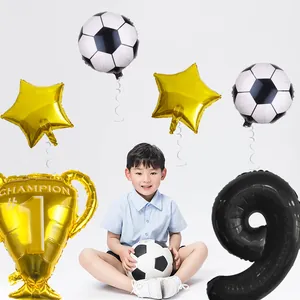 Football birthday party decoration set with trophy and number 9 foil balloons for kids