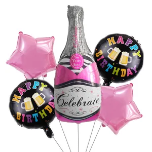 Set di palloncini in alluminio a forma di bottiglia di champagne e stella per compleanno