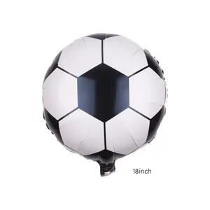 Detail of 18 inch soccer foil balloon with classic black and white pentagon patterns