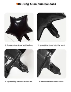 Instructional guide for deflating and reusing star-shaped foil party balloons