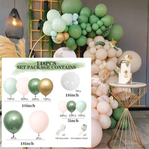 148pcs forest green and apricot balloon arch kit with metallic gold for party decor