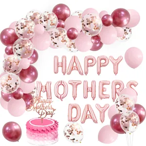 Muttertag Party Dekoration Ballon Arch Kit Happy Mother's Day Aluminiumfolie Buchstaben Ballons Roségold Latex Konfetti Ballon Set