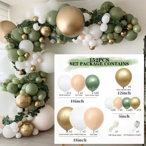 Balloon Arch Kit Garland Latex Balloons For Wedding Birthday Party Decoration Retro Green Metallic Gold Arrangement