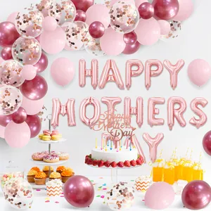 Deko-Set zum Muttertag mit roségoldenen Folienballons und Latex-Ballonbogen-Set