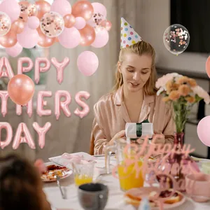 Muttertag Ballon-Set mit rosa und roségoldenem Latex-Bogen und Folienbuchstaben
