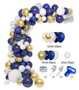 Ballonbogen-Set mit dunkelblauen, goldenen und Konfetti-Ballons für Geburtstage und Partys