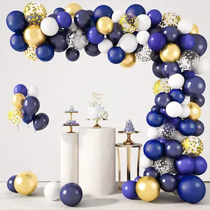 Marineblau Gold Weiß Latex Ballonbogen Girlande Kit Mit Konfetti Ballons Für Hochzeit Geburtstag Jubiläum Party Dekoration