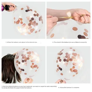 Tutorial for inflating rose gold confetti balloons using static for decoration