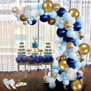 Macaron blauw en goud ballon slinger kit voor verjaardagsfeest decoratie met accessoires