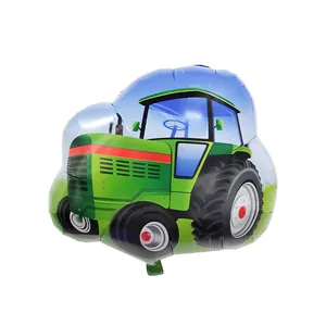 Green tractor foil balloon for construction theme kids birthday party decoration