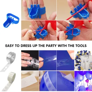Ballonbogen-Set mit Knoter, transparentem Ballonstreifen und Klebepunkten für Party-Deko