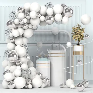 Metallic Gold White Latex Balloon Arch Garland Garland Decoration With Sequin Balloons Arch Strip For Wedding Birthday Party